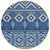 8' Navy Blue Beige And Ivory Round Aztec Washable Indoor Outdoor Area Rug