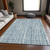 9' X 12' Blue And Ivory Striped Washable Indoor Outdoor Area Rug