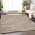 9' X 12' Taupe Gray And Ivory Striped Washable Indoor Outdoor Area Rug