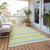 8' X 10' Blue and Yellow Striped Washable Non Skid Indoor Outdoor Area Rug