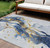10' X 14' Blue And Gold Abstract Washable Indoor Outdoor Area Rug - 880016419733