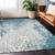 8' X 10' Teal Blue Gray And Ivory Medallion Washable Indoor Outdoor Area Rug