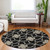 8' Black And Ivory Round Geometric Washable Indoor Outdoor Area Rug - Black, Ivory