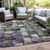 8' X 10' Sage And Purple Striped Washable Indoor Outdoor Area Rug