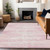 9' X 12' Pink And Gray Striped Washable Indoor Outdoor Area Rug