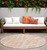 8' Round Peach and Ivory Round Abstract Washable Non Skid Indoor Outdoor Area Rug