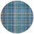 8' X 8' Blue Teal and Gray Round Plaid Washable Non Skid Indoor Outdoor Area Rug