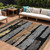 10' X 14' Black Gold And Brown Striped Washable Indoor Outdoor Area Rug