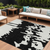 8' X 10' Black And Ivory Abstract Washable Indoor Outdoor Area Rug