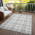 9' X 12' Silver And Gray Plaid Washable Indoor Outdoor Area Rug