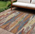 9' X 12' Orange Green And Gold Abstract Washable Indoor Outdoor Area Rug