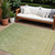 9' X 12' Artichoke Green And Beige Geometric Washable Indoor Outdoor Area Rug