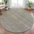 8' Khaki And Beige Round Striped Washable Indoor Outdoor Area Rug