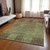 9' X 12' Brown Taupe And Green Striped Washable Indoor Outdoor Area Rug