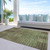 9' X 12' Brown Taupe And Green Striped Washable Indoor Outdoor Area Rug