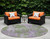 8' Green And Purple Round Abstract Washable Indoor Outdoor Area Rug