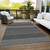 10' X 14' Black And Ivory Chevron Washable Indoor Outdoor Area Rug - Black, Ivory