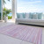 10' X 14' Mauve Striped Washable Indoor Outdoor Area Rug