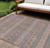 10' X 14' Orange Copper And Gray Floral Medallion Washable Indoor Outdoor Area Rug