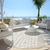 8' Beige And Ivory Round Geometric Washable Indoor Outdoor Area Rug