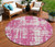 8' Blush And Ivory Round Abstract Washable Indoor Outdoor Area Rug - 608219175801