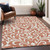 9' X 12' Salmon And Ivory Floral Washable Indoor Outdoor Area Rug