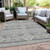 10' X 14' Gray And Ivory Southwestern Washable Indoor Outdoor Area Rug