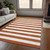 9' X 12' Orange Striped Washable Non Skid Indoor Outdoor Area Rug - Orange