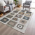 10' X 14' Ivory Charcoal And Gold Geometric Washable Indoor Outdoor Area Rug