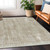 9' X 12' Beige And Ivory Striped Washable Indoor Outdoor Area Rug