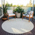 8' Ivory And Beige Round Abstract Washable Indoor Outdoor Area Rug