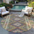 8' Green Round Geometric Washable Indoor Outdoor Area Rug