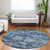 8' Navy Blue And Denim Blue Round Striped Washable Indoor Outdoor Area Rug - 880016732931
