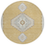 8' Gold Gray And Ivory Round Oriental Washable Indoor Outdoor Area Rug
