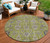 8' Olive Green Gray And Charcoal Round Oriental Washable Indoor Outdoor Area Rug