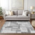 9' X 12' Silver And Charcoal Abstract Washable Indoor Outdoor Area Rug