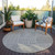 8' Charcoal And Ivory Round Geometric Washable Indoor Outdoor Area Rug Transitional Style - Charcoal, Ivory Color