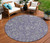 8' Eggplant Purple And Gray Round Floral Washable Indoor Outdoor Area Rug