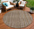 8' Taupe Brown And Ivory Round Striped Washable Indoor Outdoor Area Rug