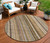 8' Taupe Beige And Brown Round Striped Washable Indoor Outdoor Area Rug