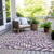 9' X 12' Purple And Ivory Floral Washable Indoor Outdoor Area Rug