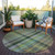 8' Round Green Round Plaid Washable Non Skid Indoor Outdoor Area Rug