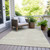 9' X 12' Ivory And Gray Striped Washable Indoor Outdoor Area Rug