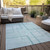 10' X 14' Teal Blue And Aqua Geometric Washable Indoor Outdoor Area Rug - Teal Blue, Aqua