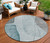 8' Teal Blue Aqua And Gray Round Abstract Washable Indoor Outdoor Area Rug Transitional Style - Teal Blue, Aqua, Gray Color
