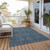 9' X 12' Blue and Black Floral Washable Non Skid Indoor Outdoor Area Rug