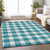 10' X 14' Teal Blue And Gray Plaid Washable Indoor Outdoor Area Rug