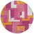 8' Pink Ivory And Orange Round Geometric Washable Indoor Outdoor Area Rug