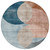 8' Rust Beige And Teal Blue Round Geometric Washable Indoor Outdoor Area Rug
