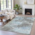 9' X 12' Taupe And Sky Blue Abstract Washable Indoor Outdoor Area Rug